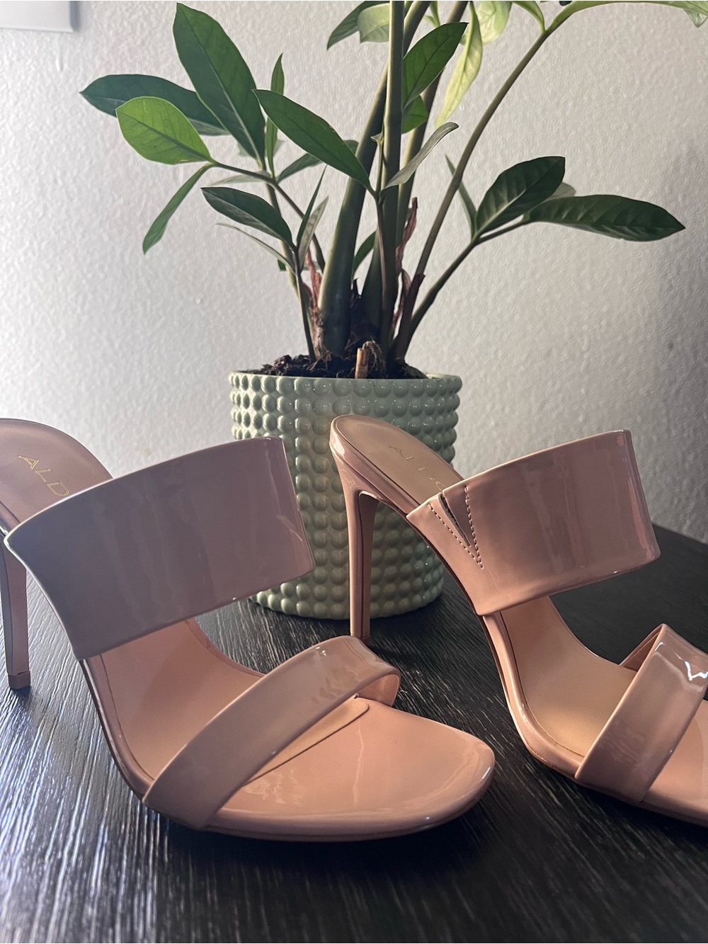 ALDO Nude Patent Double-Band Stiletto Mules